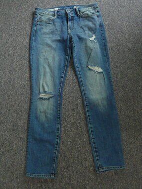 Gap 1969 Jeans Authentic True Skinny Distressed Medium Wash Womens 25s